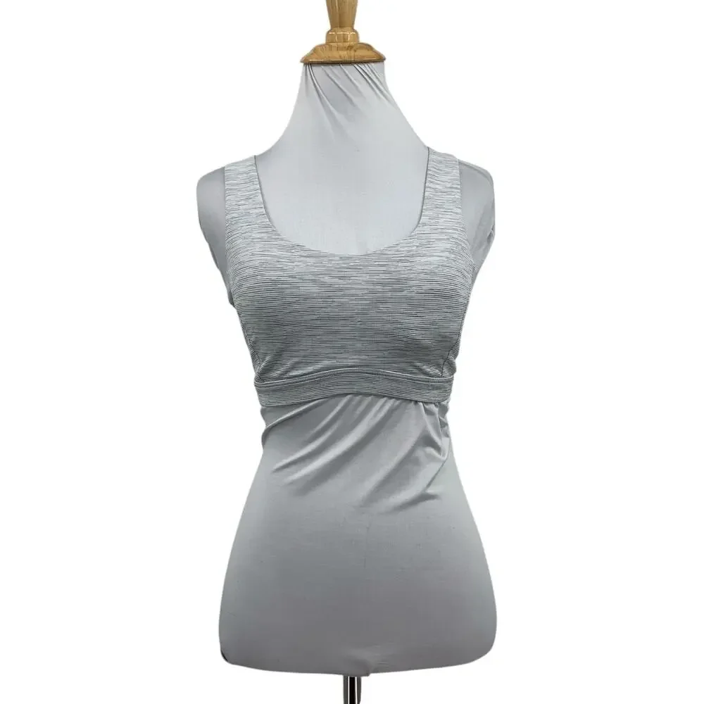 Lululemon Sports Bra Womens 4 White Ash‎ Free To Be Serene Bra Cross Back Padded